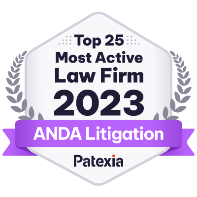 Top 25 Most Active Law Firm 2023 ANDA Litigation Patexia Badge - Carlson Caspers Top 25 Most Active Law Firm 2023 ANDA Litigation Patexia Badge - Carlson Caspers